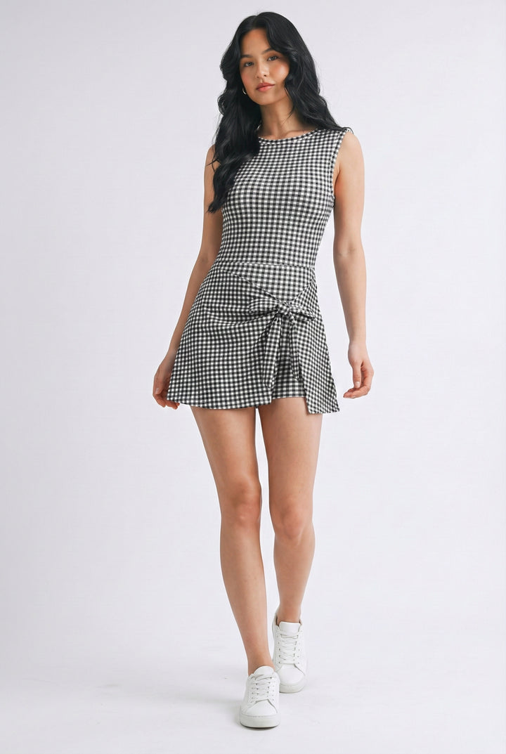 Gingham Charm Wrap Mini Dress