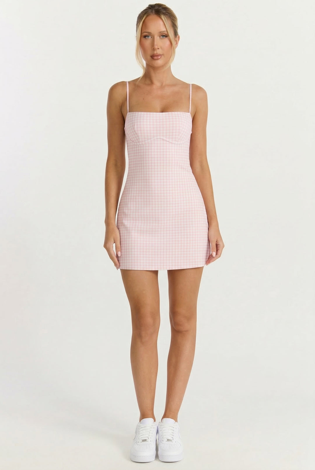 Gingham Sweetheart Soft Sculpt Mini Dress Pink / L