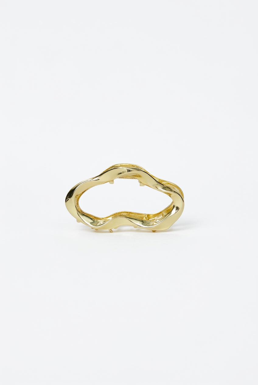 Gold Sculpted Oval Claw Clip