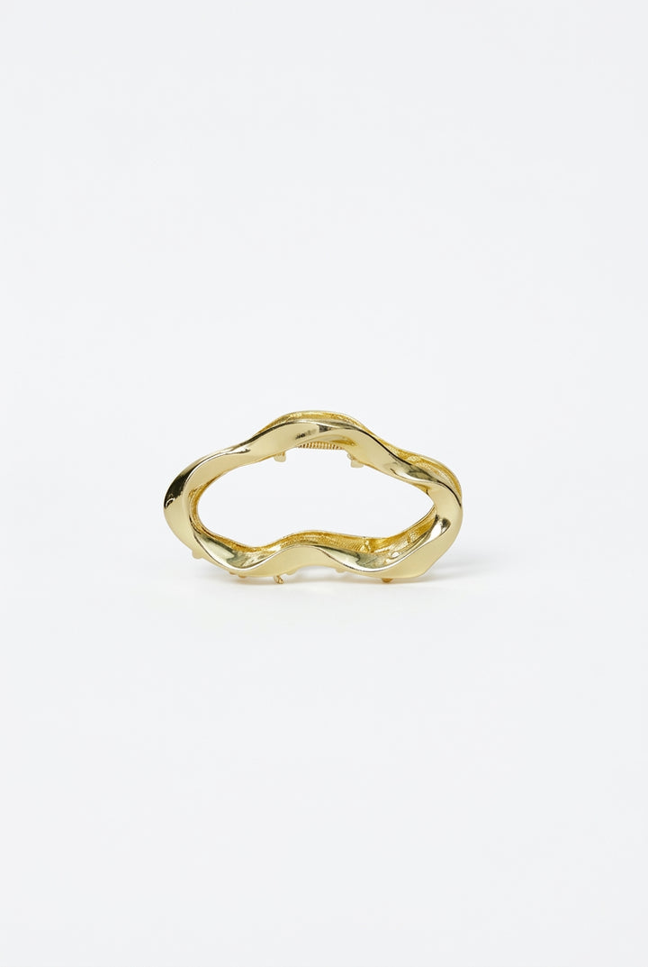 Gold Sculpted Oval Claw Clip