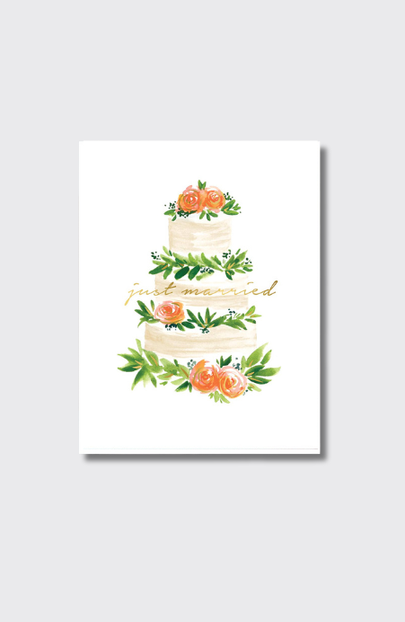 Just Married Wedding Cake Greeting Card
