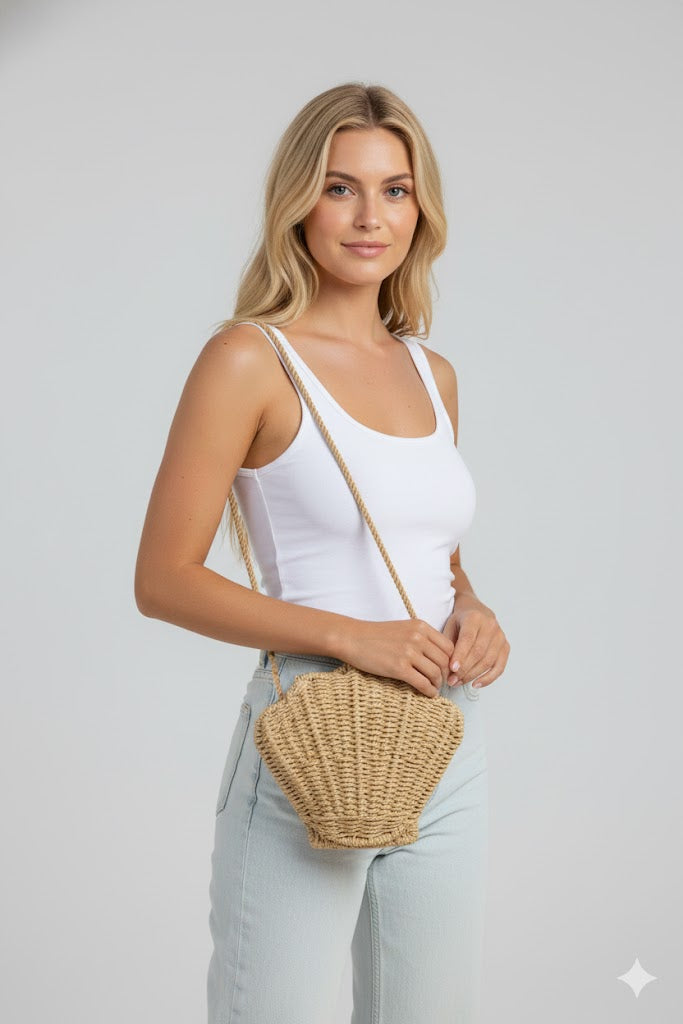 Shell We Go Straw Bag