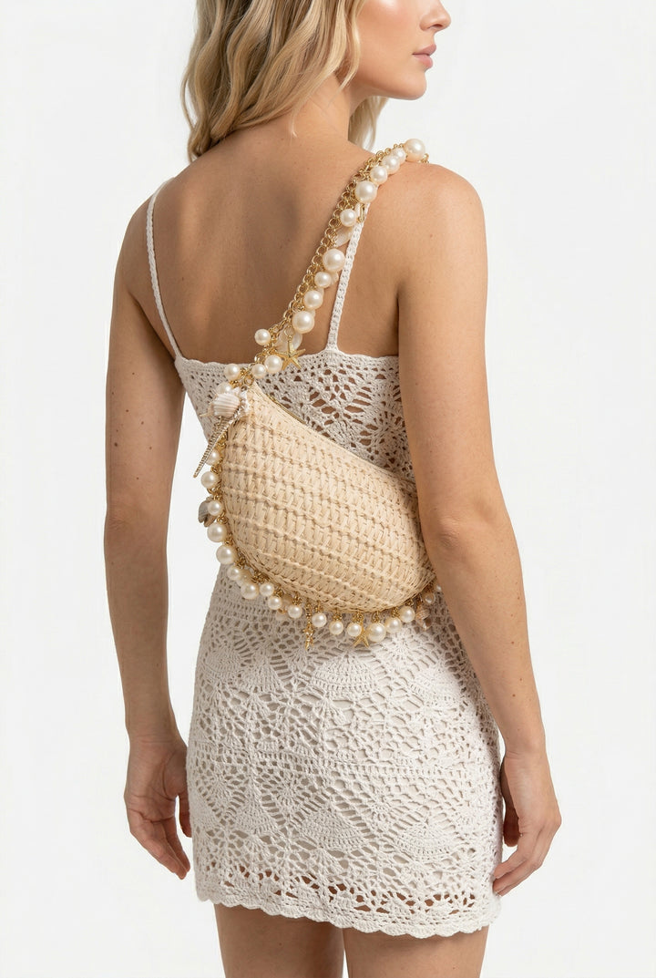 Isla Straw Shell Top Handle Bag