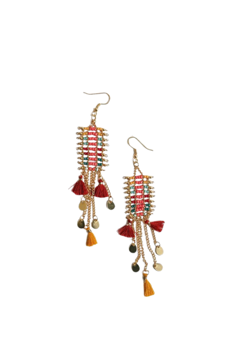 Boho Fringe Beaded Earrings - Final Sale