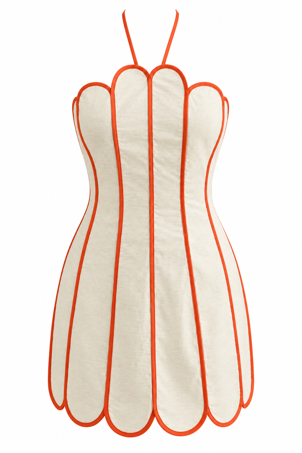 Lenny Scalloped Linen Halter Mini Dress