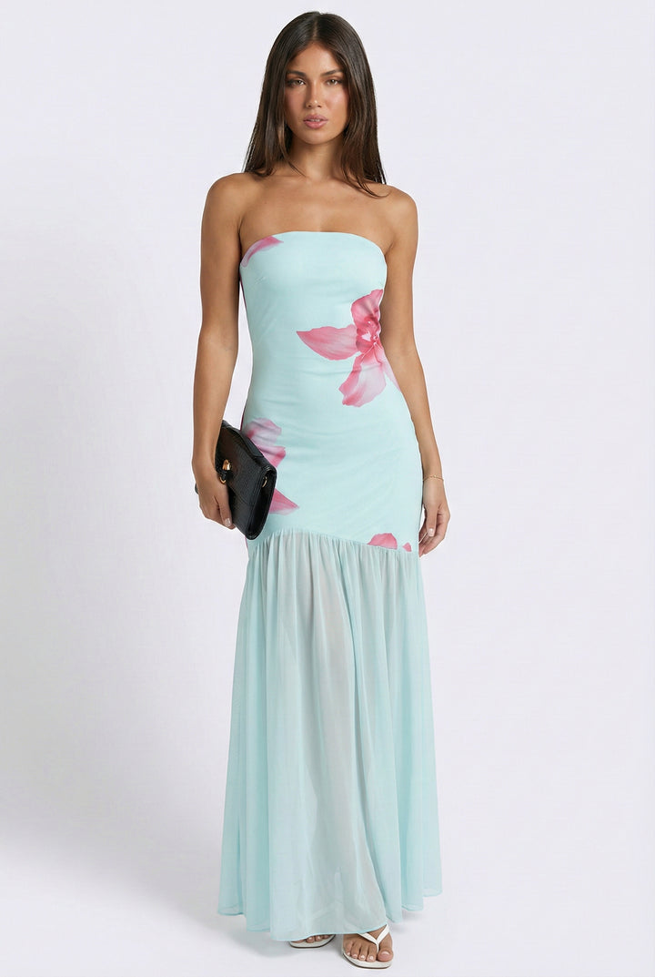 Petals in Paradise Strapless Maxi Dress