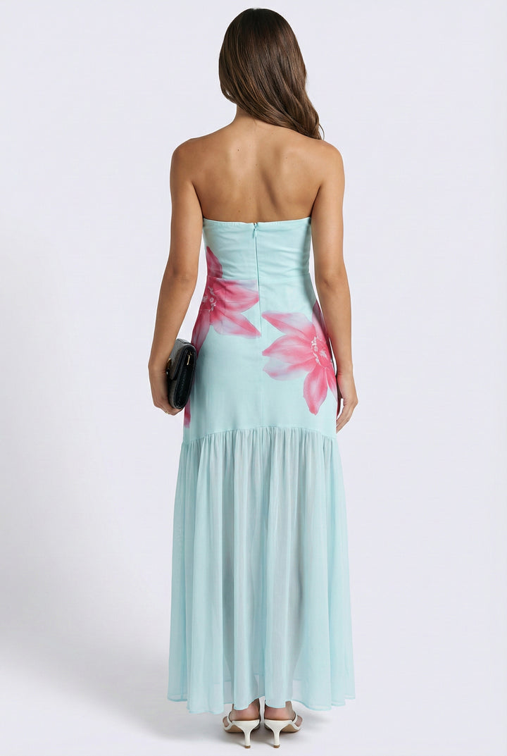 Petals in Paradise Strapless Maxi Dress