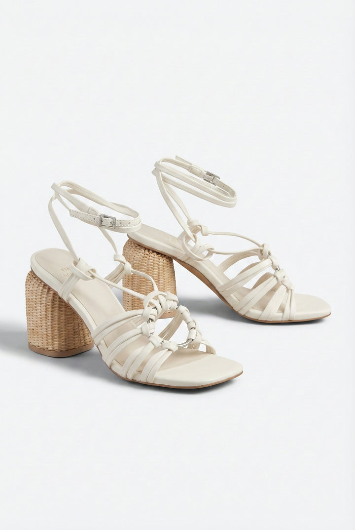 Koko Strappy Straw Block Heels