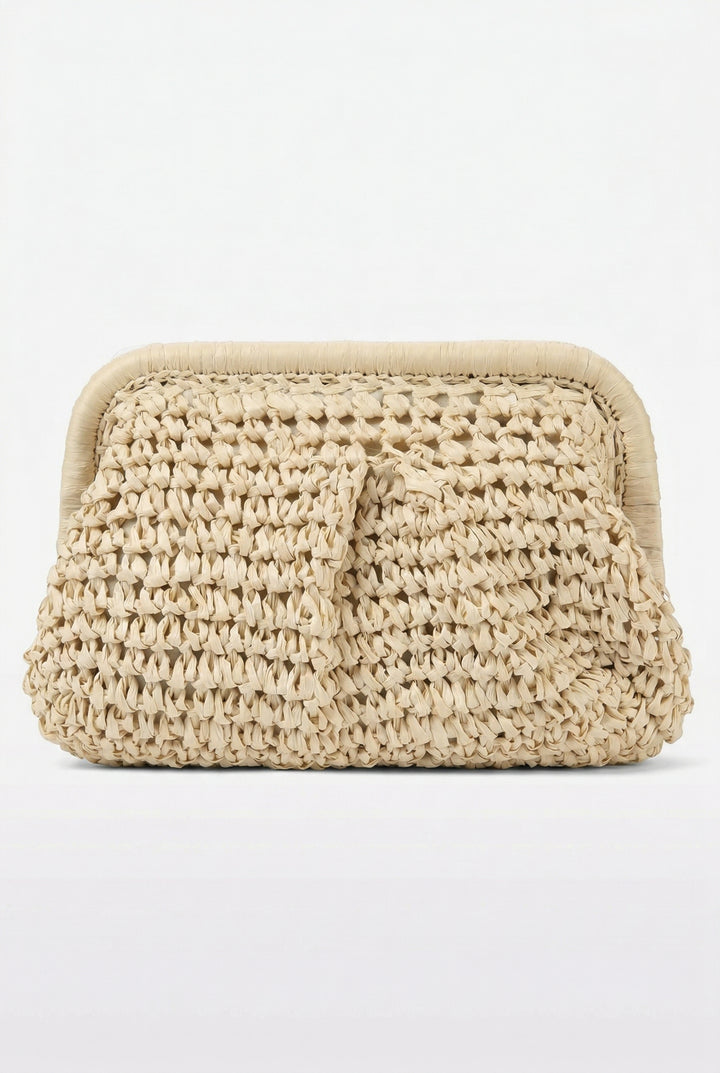 La Mer Woven Frame Straw Clutch