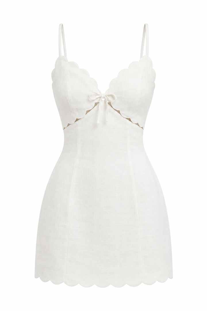 Lunch at Fashion Island Scallop Mini Dress