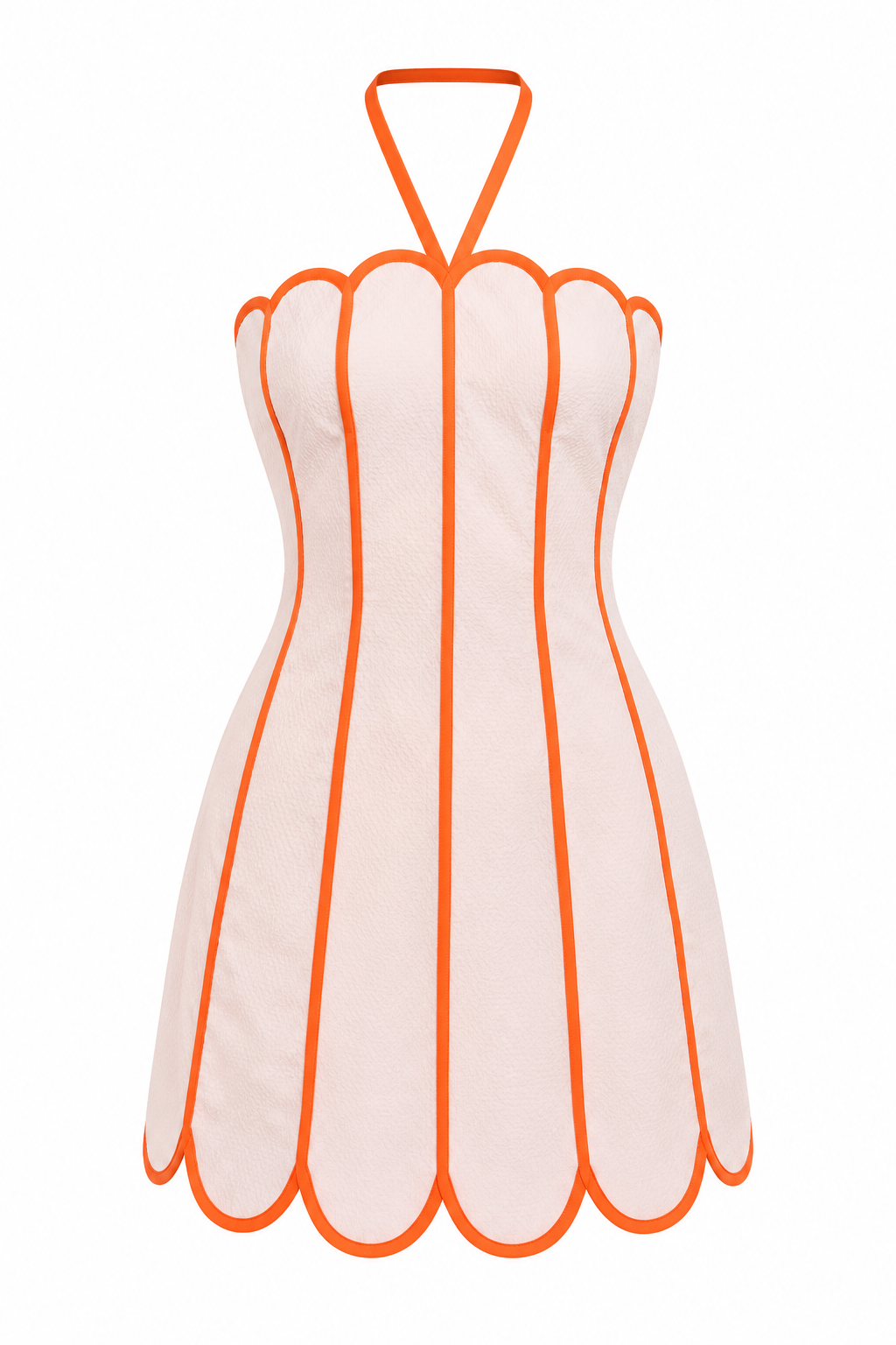 Lenny Scalloped Linen Halter Mini Dress