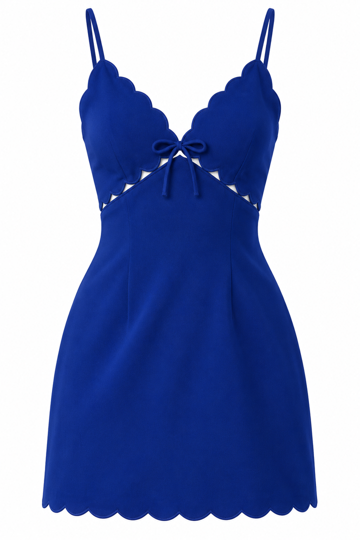 Lunch at Fashion Island Scallop Mini Dress