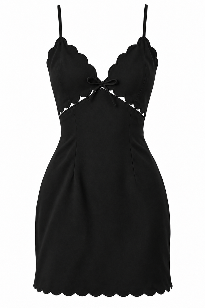 Lunch at Fashion Island Scallop Mini Dress