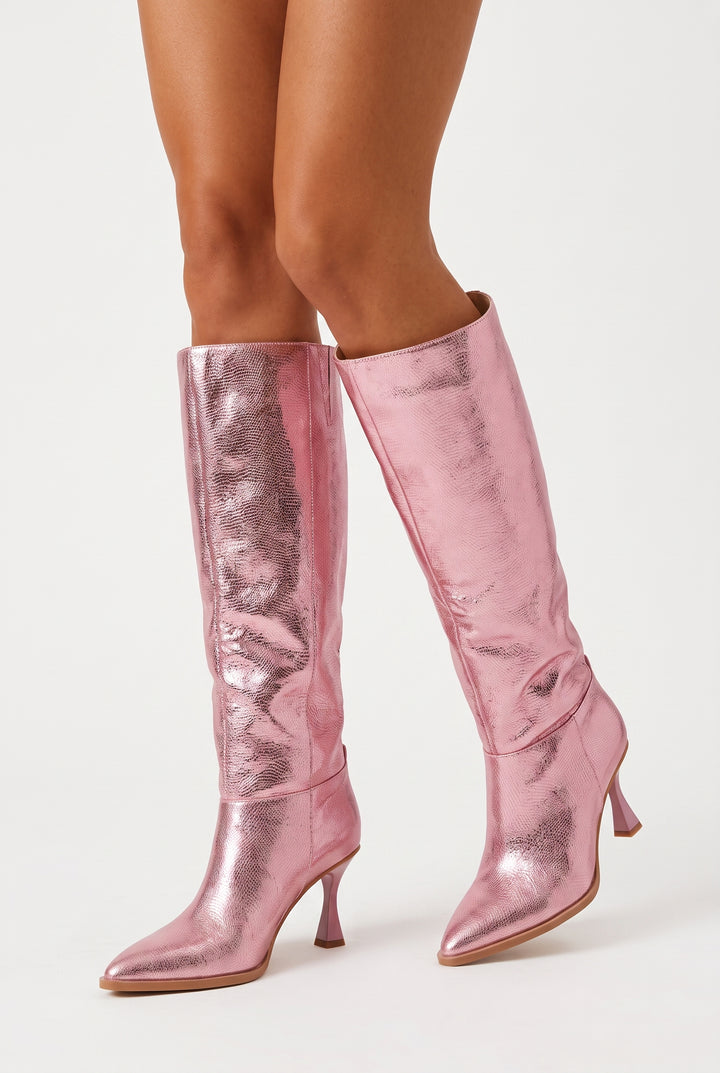 Vanessa Metallic Pink Heeled Boot