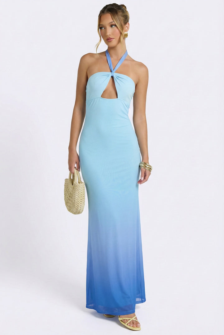 Malibu Ocean Halter Maxi Dress