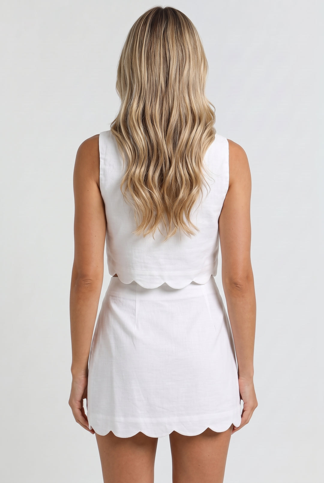 Millie Linen Scallop Top