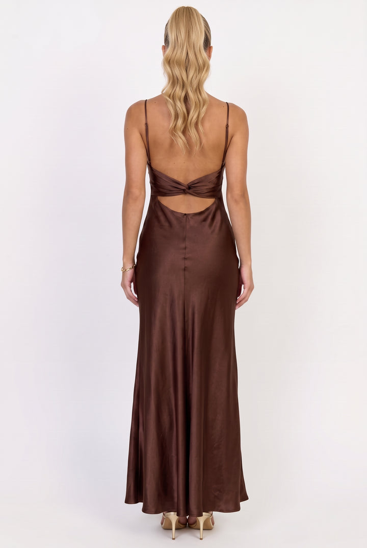 Nerida Twist Back Satin Maxi Dress