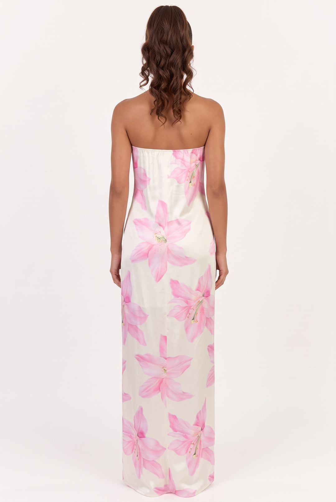 Petal Veil Strapless Maxi Dress