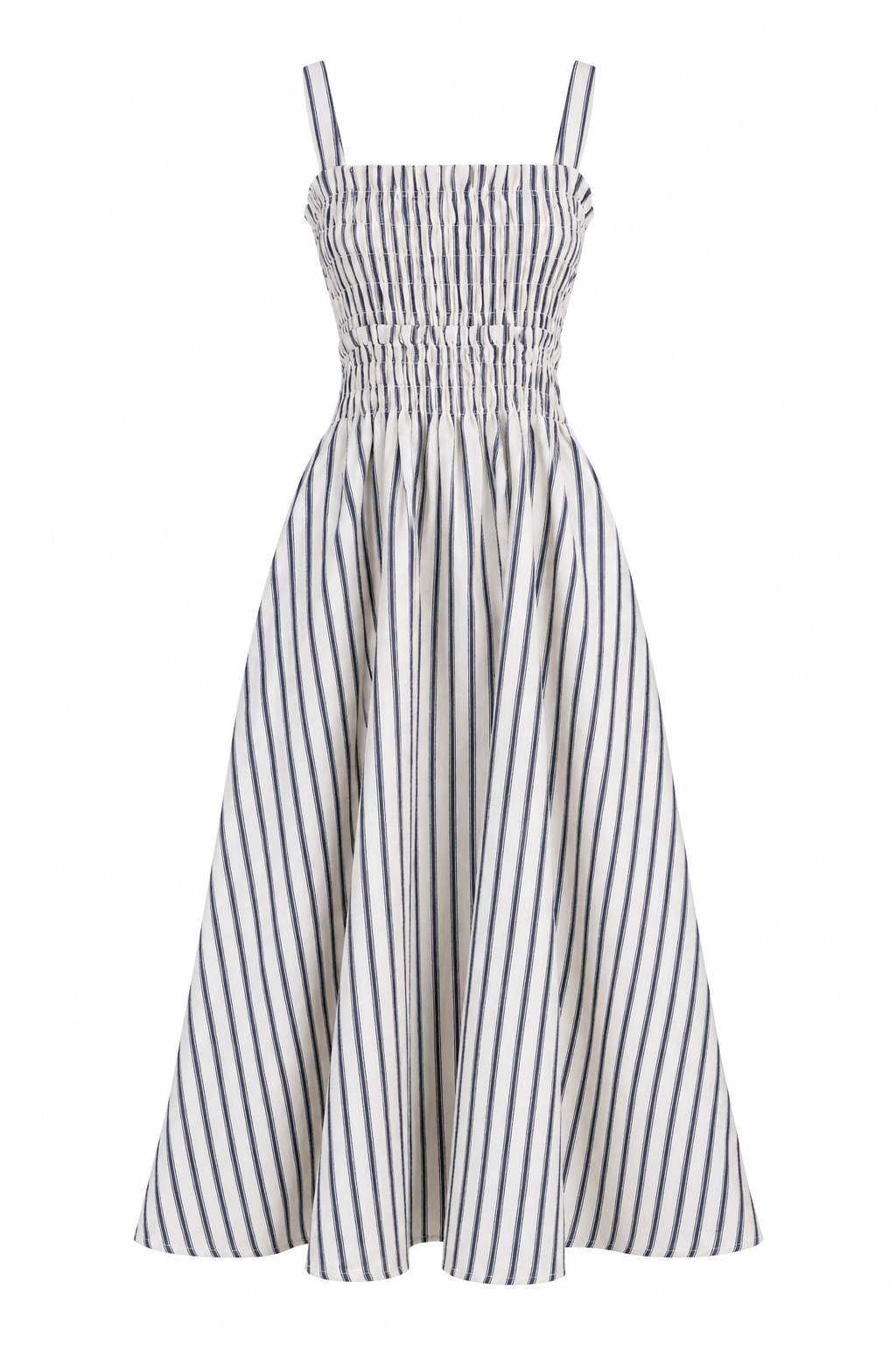 Port Café Striped Linen Midi Dress