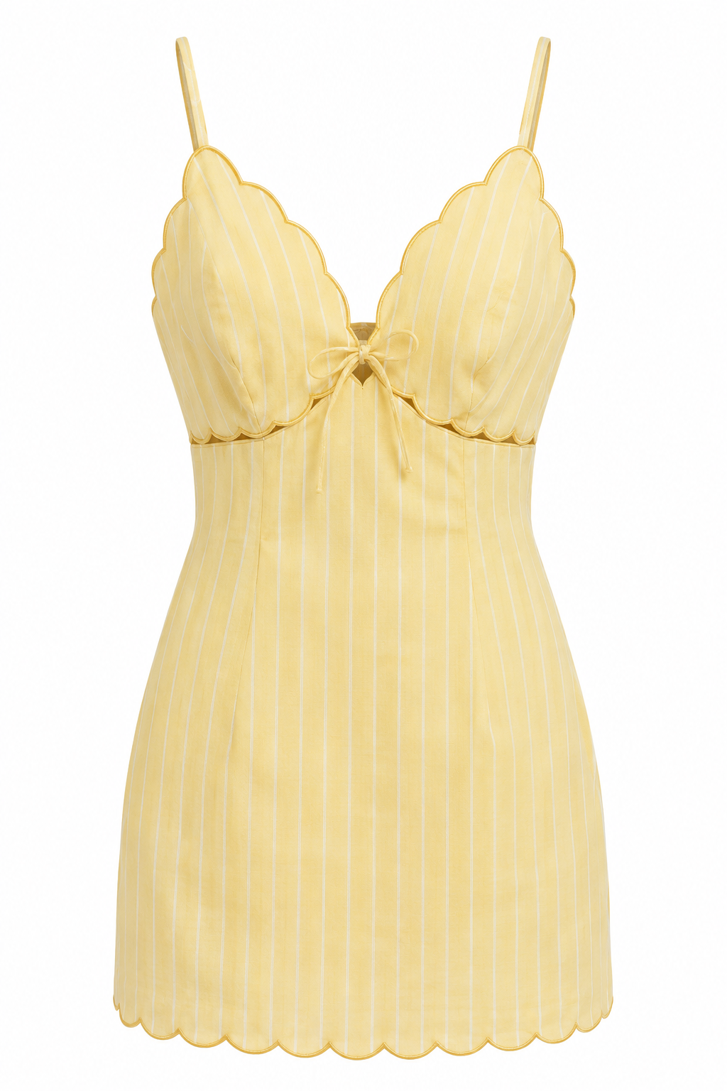 Lunch at Fashion Island Pinstripe Scallop Mini Dress