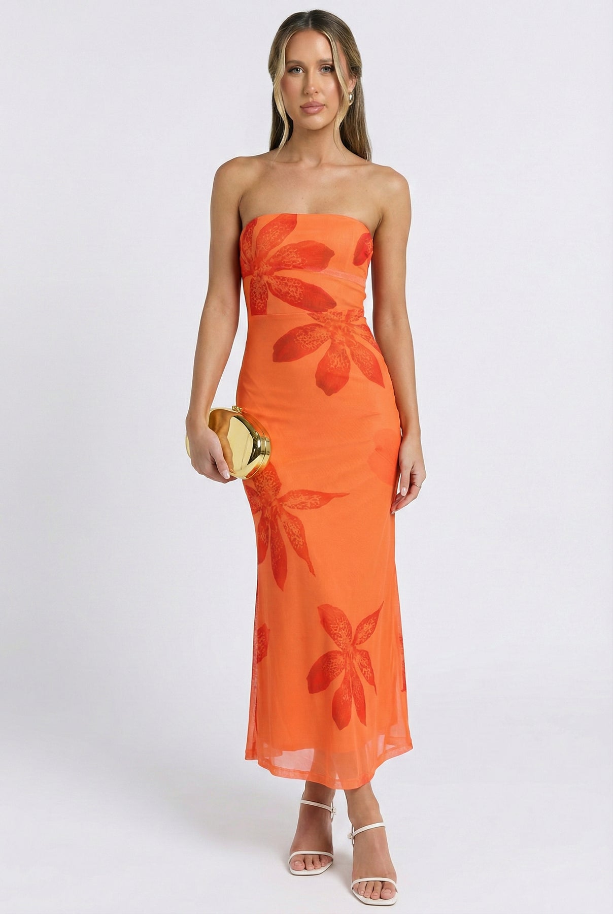 Papaya Punch Midi Dress Orange / M