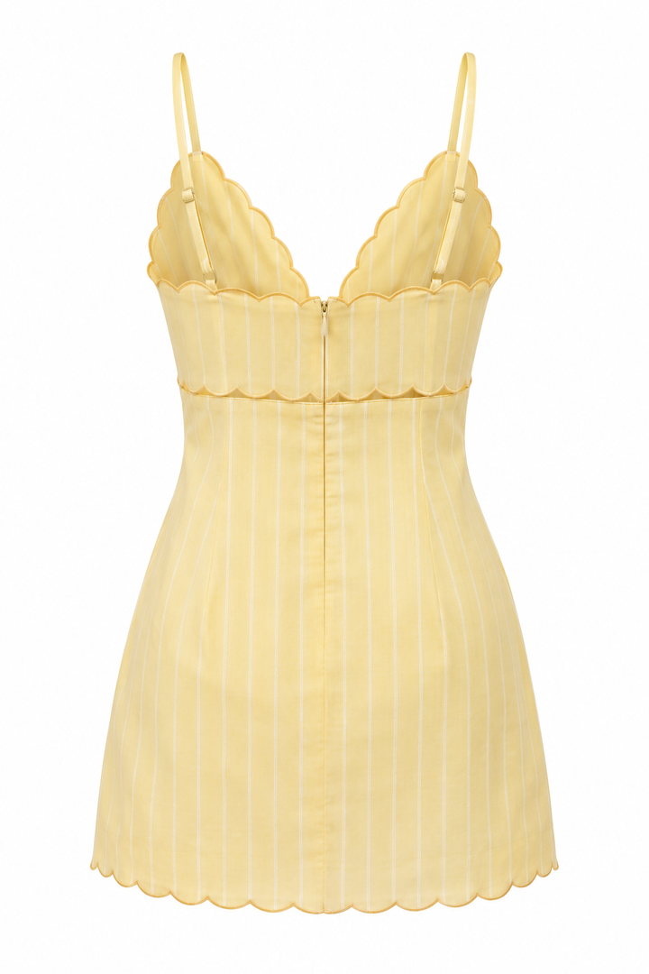Lunch at Fashion Island Pinstripe Scallop Mini Dress
