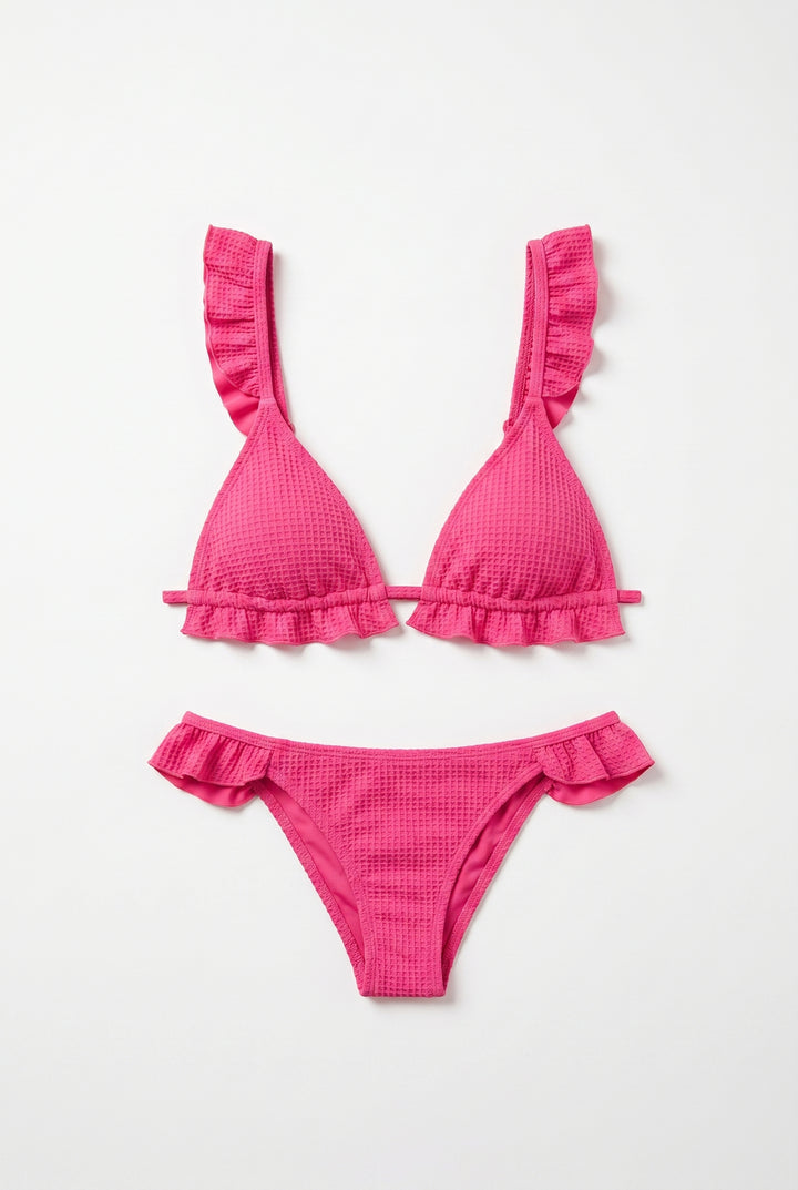 Raspberry Ruffle Trim Bikini
