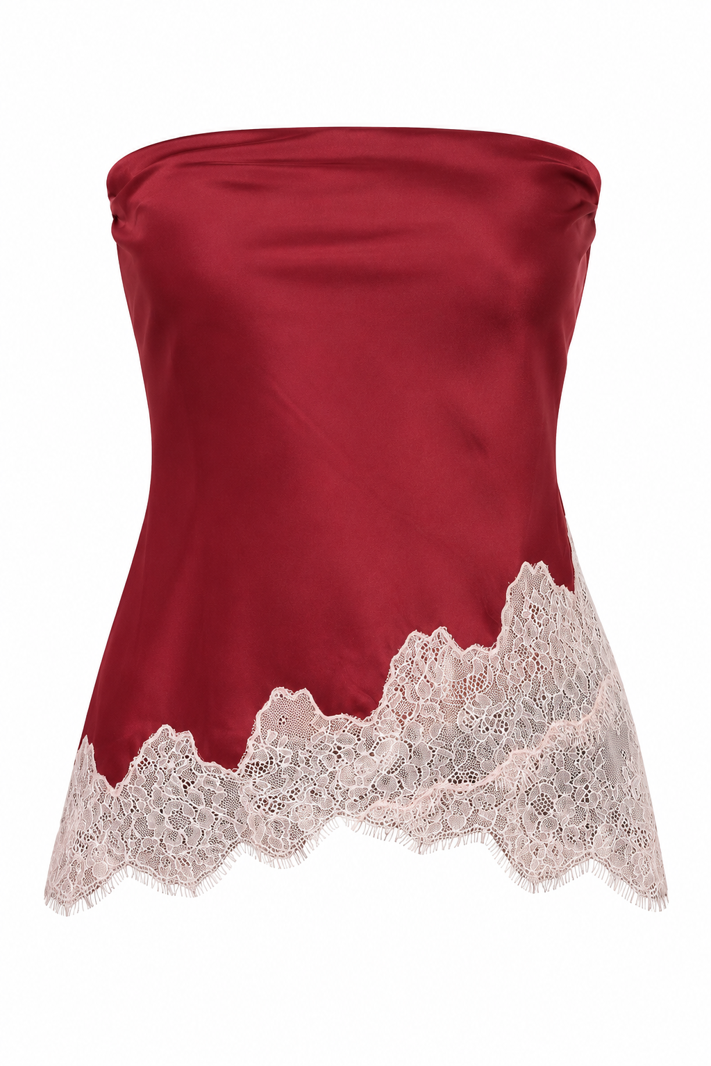 Raspberry Cake Satin Lace Tube Top