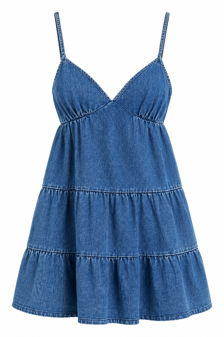 Ready to Charm Tiered Denim Mini Dress