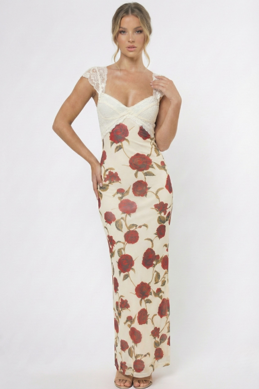 Rose To The Occasion Lace Maxi Dress