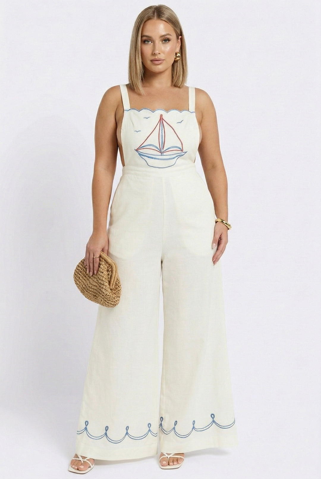 La Mer Woven Frame Straw Clutch