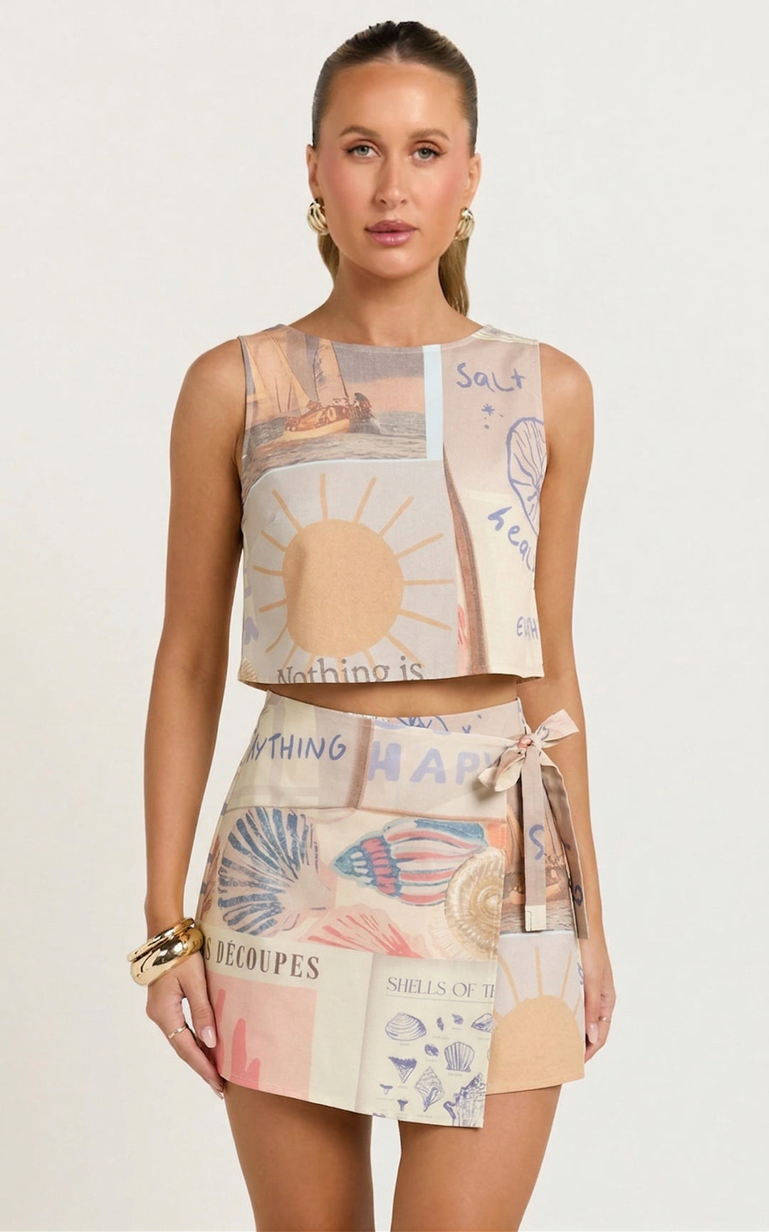 Seaside Postcard Linen Skort