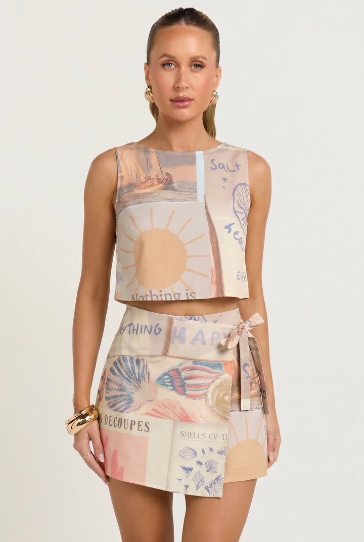 Seaside Postcard Linen Top