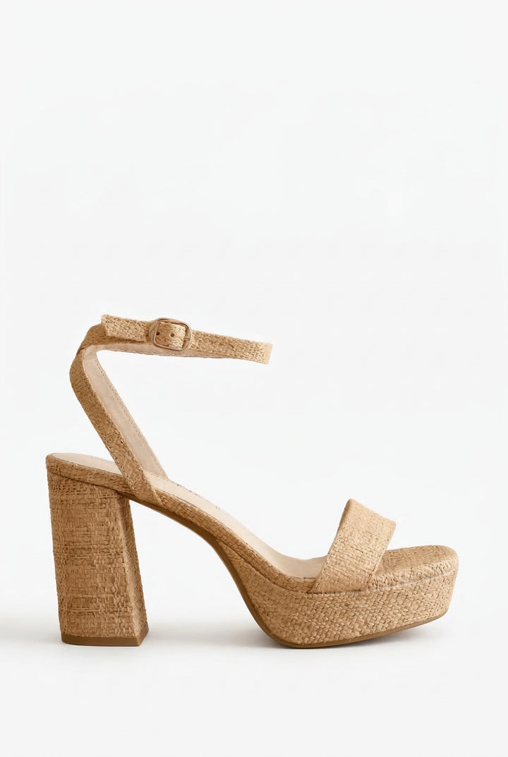 Sun Deck Raffia Platform Heel
