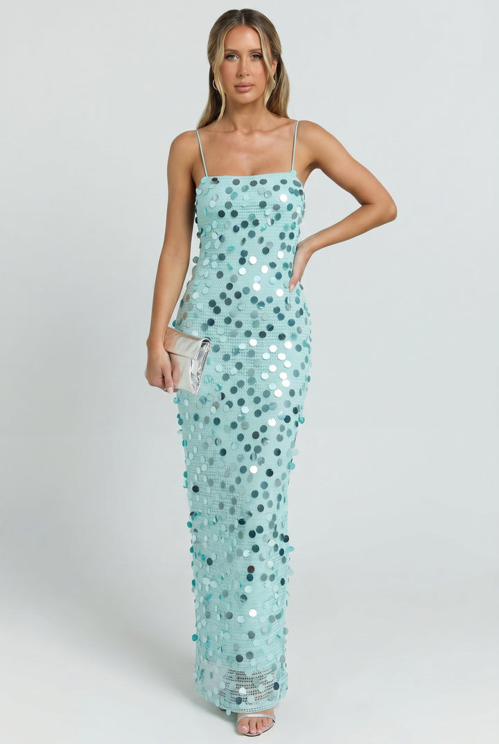 Sea Glass Sequin Maxi Dress