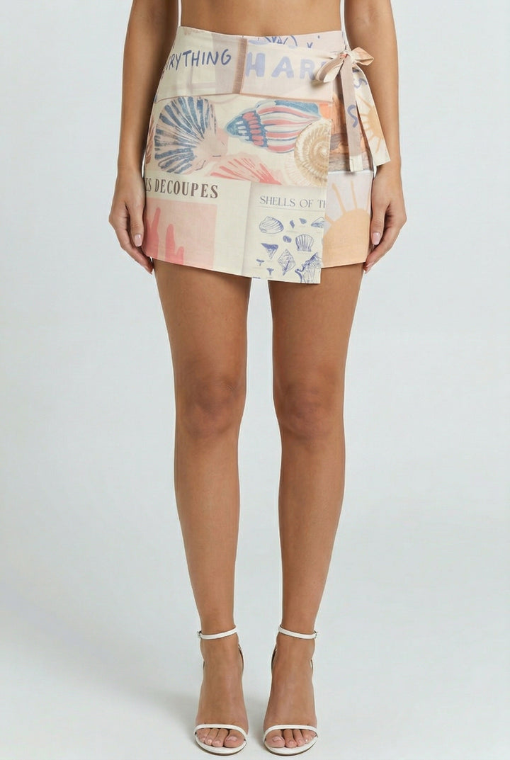 Seaside Postcard Linen Skort