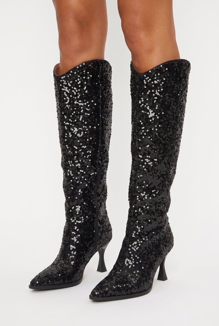 Zadie Sequin Knee-High Boots