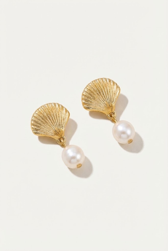 Honeylight Shell And Pearl Drop Earrings