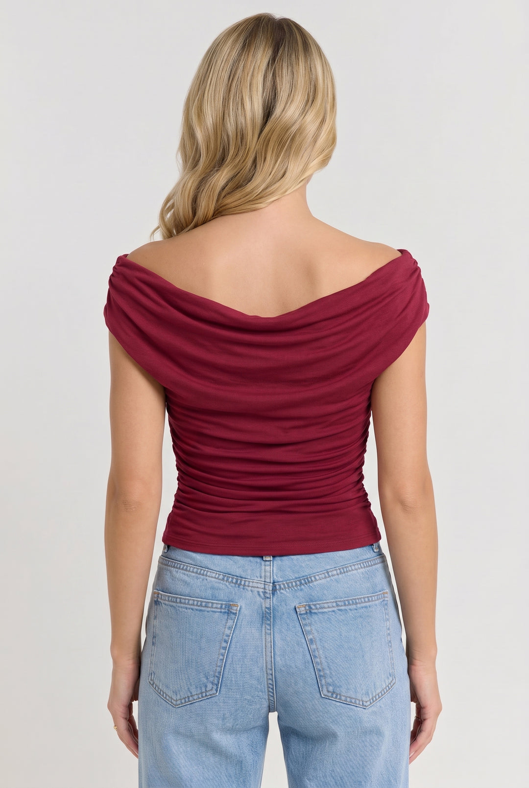 Side Drape Off-Shoulder Top