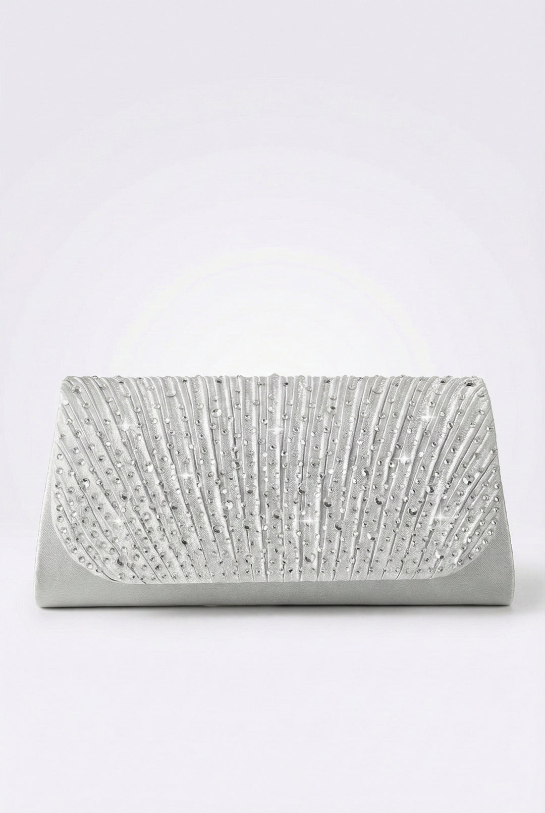 Silver Sparkle Pleated Clutch
