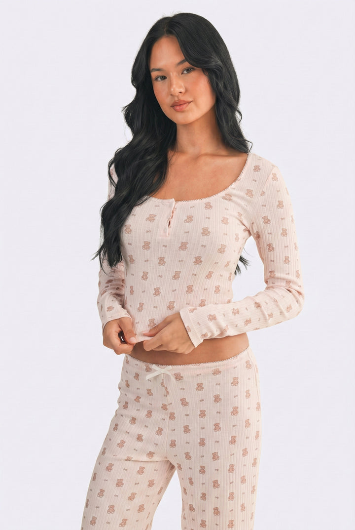 Sleepytea Teddy Bear Pointelle Top