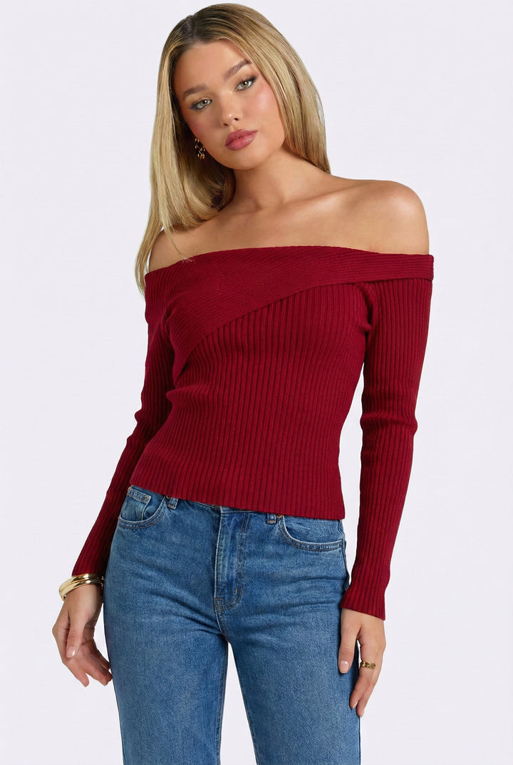 Sutton One-Shoulder Ribbed Sweater