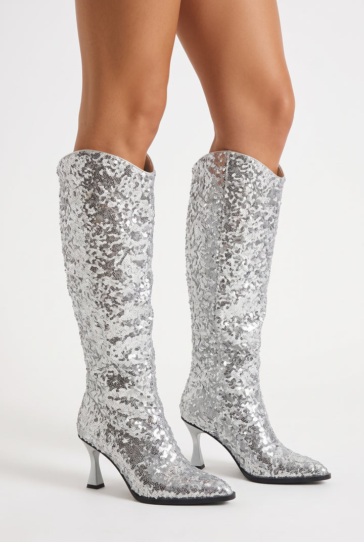 Zadie Sequin Knee-High Boots
