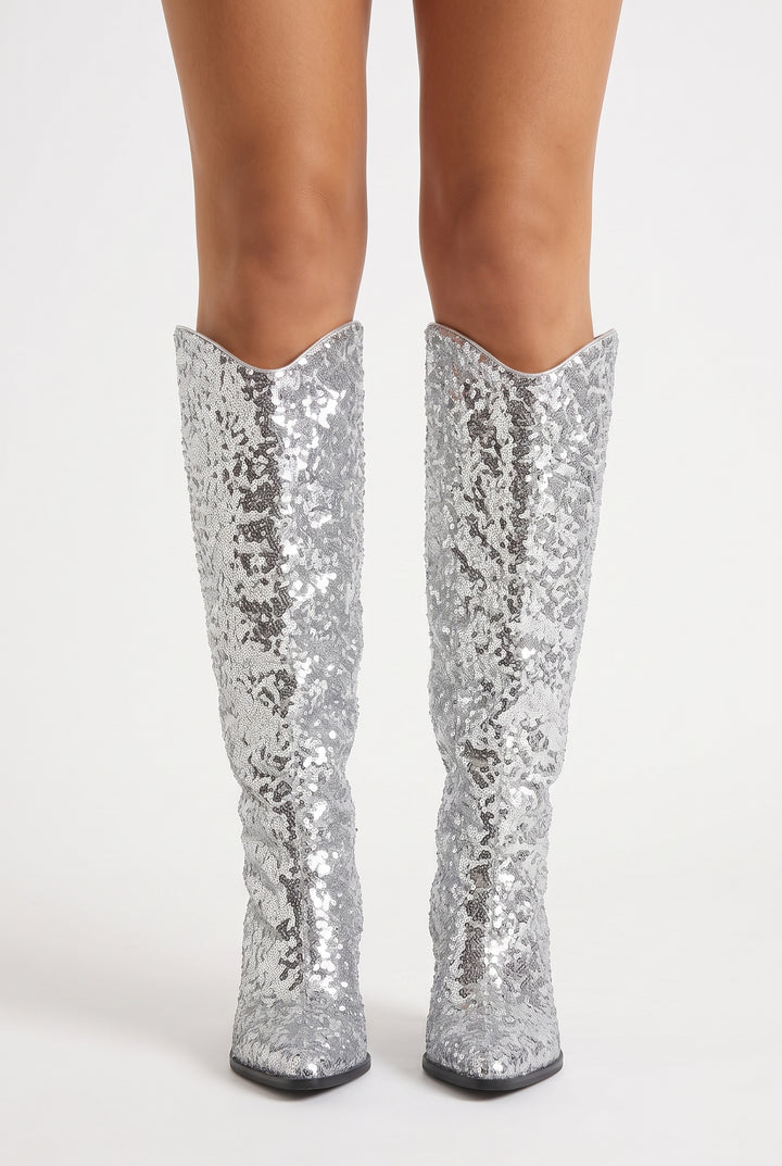Zadie Sequin Knee-High Boots