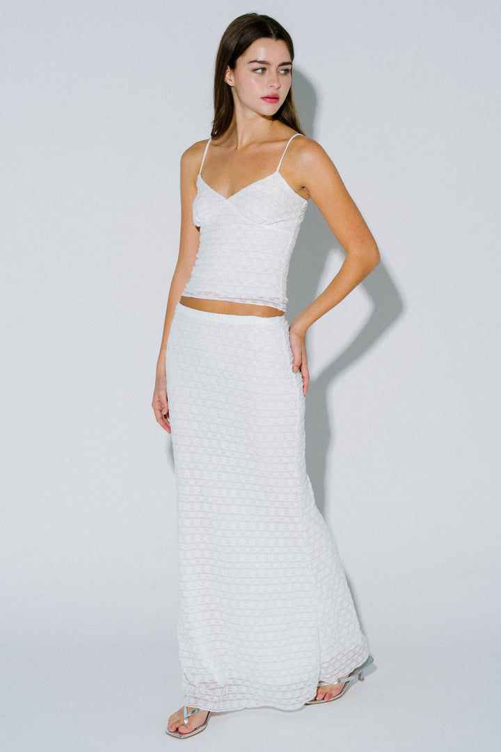 Ivory Eyelet Lace Maxi Skirt