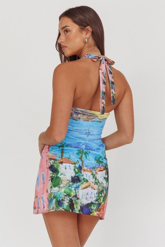 Postcard from Paradise Halter Mini Dress