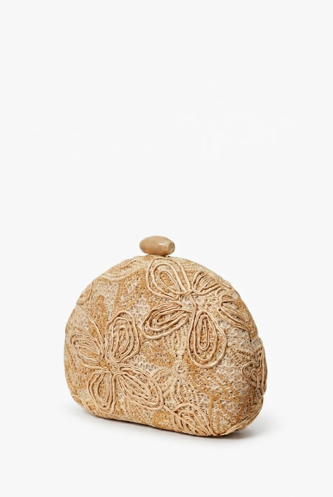 Palma Beaded Straw Clutch