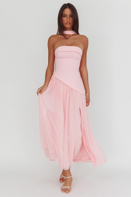 Contour Blush Bandeau Maxi Dress