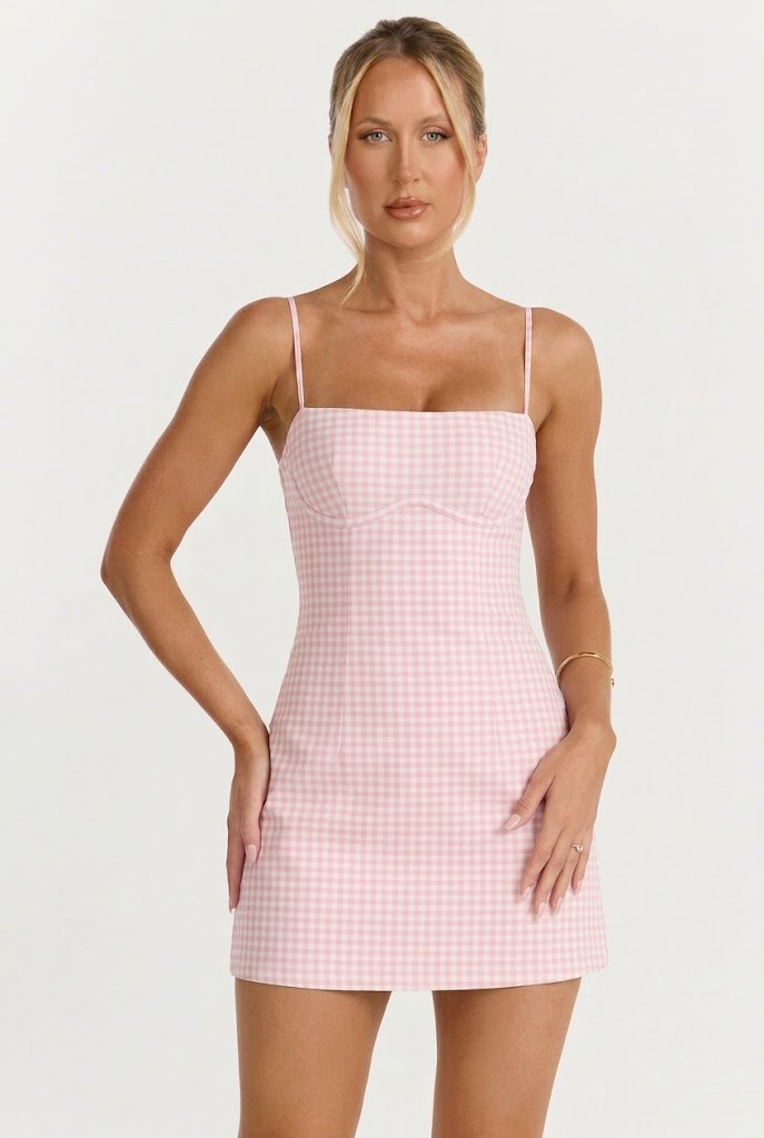 Gingham Sweetheart Soft Sculpt Mini Dress