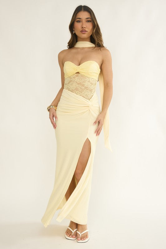 Limoncello Silk Lace Maxi Dress